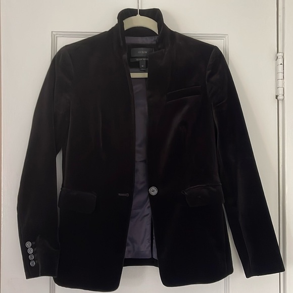 J. Crew Women’s 0P Black Velvet Blazer Single Front Button Lined - Picture 6 of 14